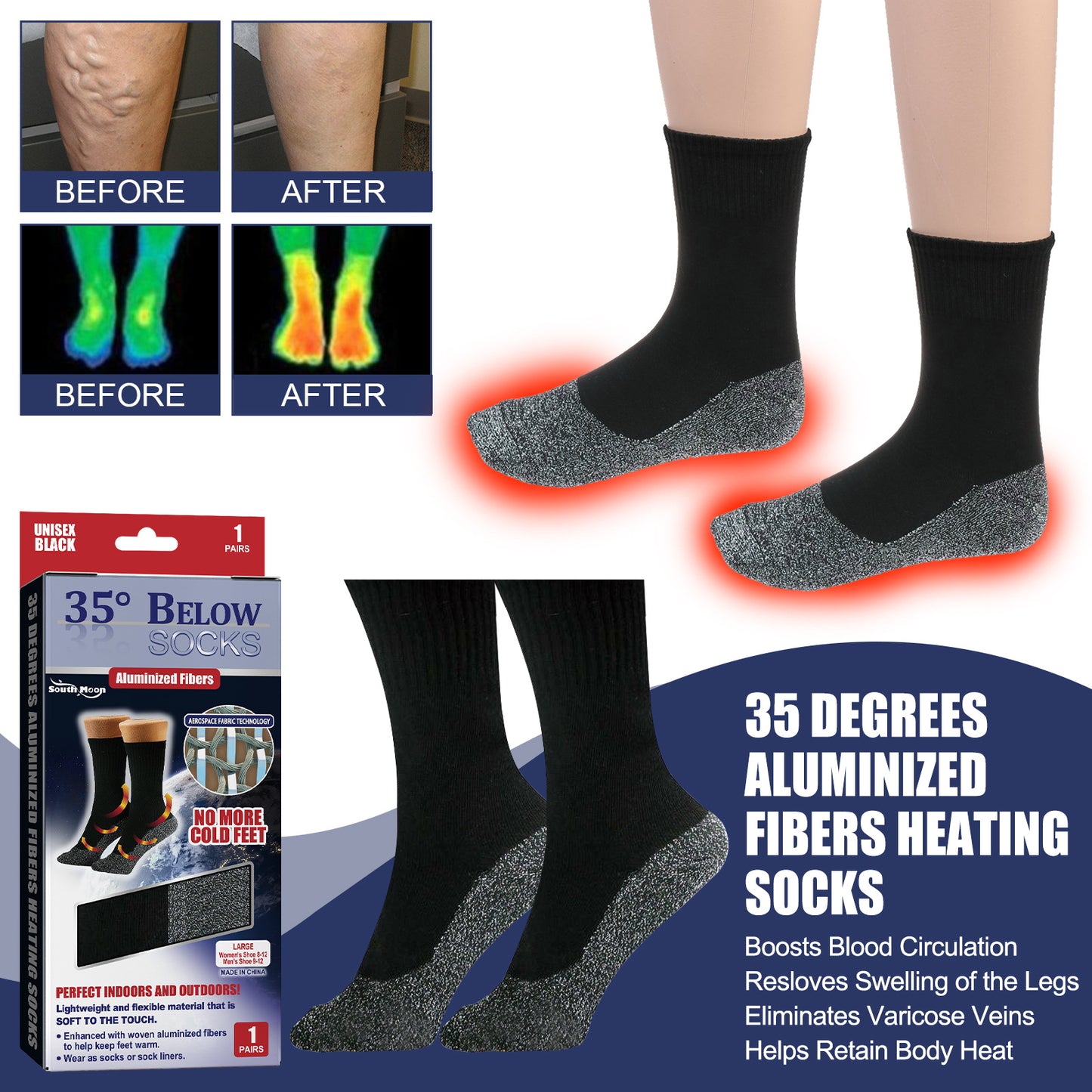 35 Degree Aluminized Fiber Fever Socks