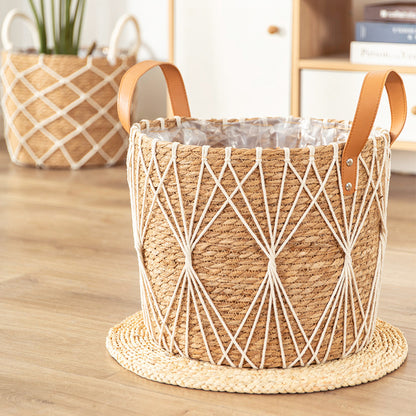 Flower Stand Rattan Living Room Home Flower Basket Flower Pot Straw Woven Floor-standing Decorations