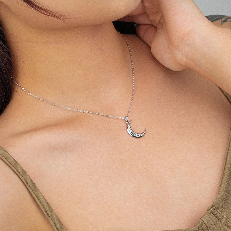 Yuanfan 925 Sterling Silver Moon Necklace Female Niche