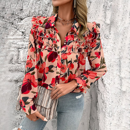 Women's Fashion Casual Printing Long Sleeve Shirt