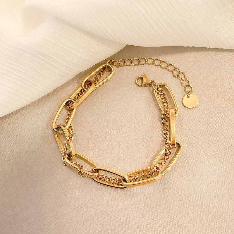 Thick Chain Double-layer Bracelet For Women