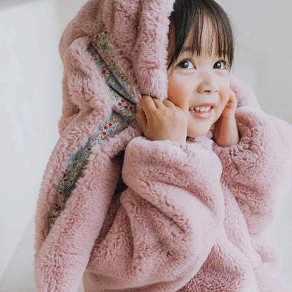 Infant Toddler Rabbit Ears Plush Jumpsuit Thick Warm Jacket Romper