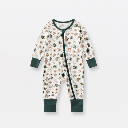 Jusheng Clothing Foreign Trade Bamboo Fiber Baby Jumpsuits Spring And Autumn Long Sleeve Double Zipper Baby Pajamas Romper