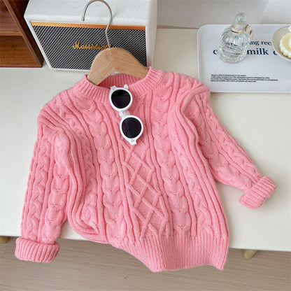 Girls' Suit Knitwear Sweater Pink Two-piece Pants