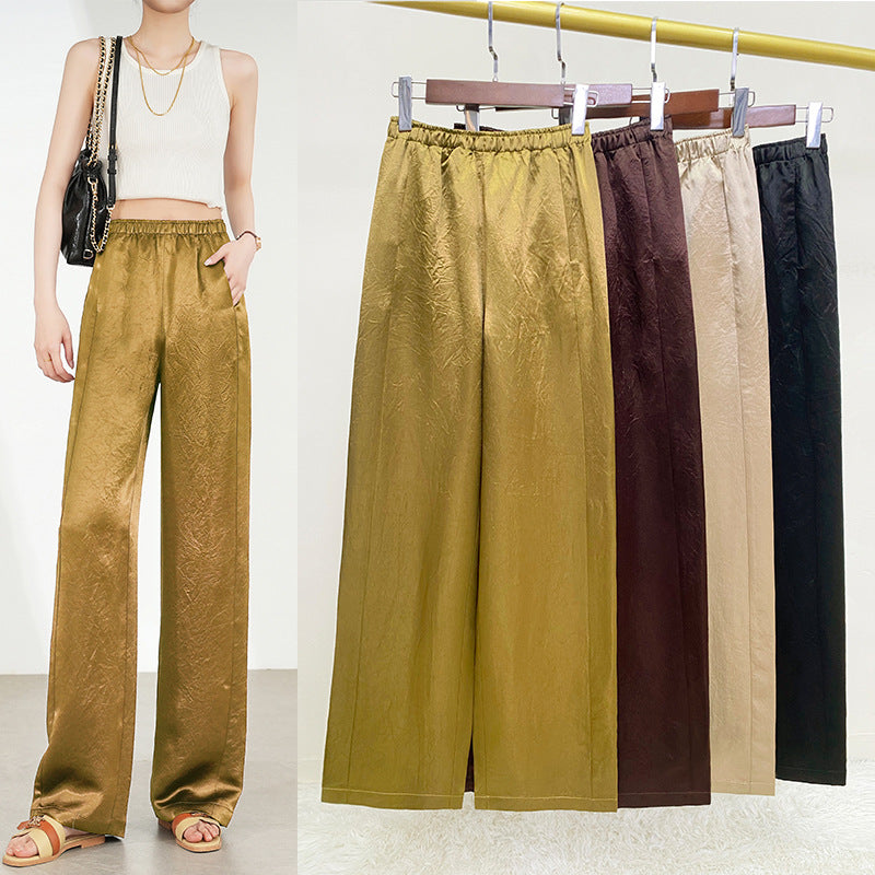 Triacetate Straight-leg Pants Women's Spring Pleated