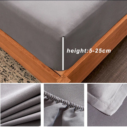 Cotton Fitted Sheet with Elastic Bands Non Slip Adjustable Mattress Covers for Single Double King Queen Bed,140/160/200cm