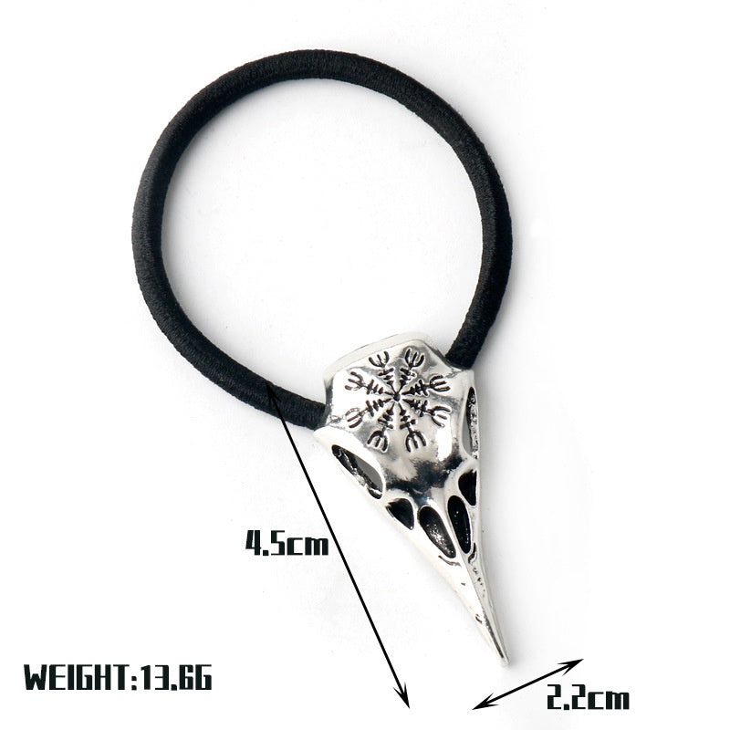 Retro Viking Compass Crow Skull Head Rope