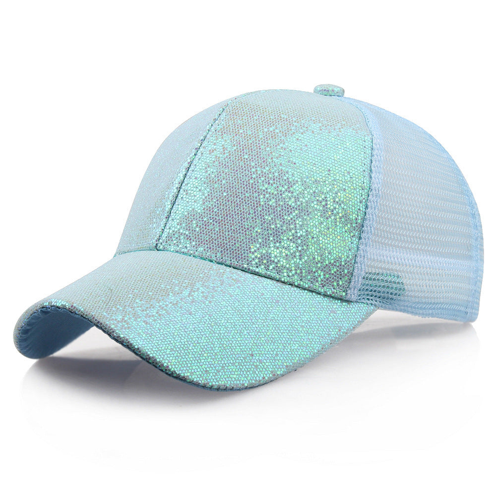 Rear Opening Glittering Mesh Duckbill Cap