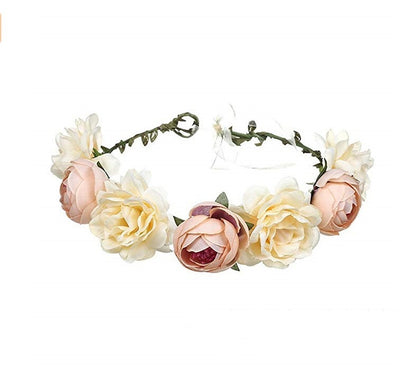 Big Red Rose Bridal Wreath Headband Beach Travel Beautiful Artificial Flower Hair Band Beach Head