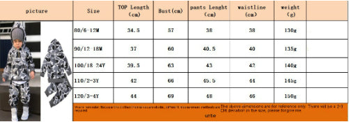 Small And Medium Boys Camouflage Cotton Trousers Long Sleeve Hoodie Two-piece Set Blouse And Pants