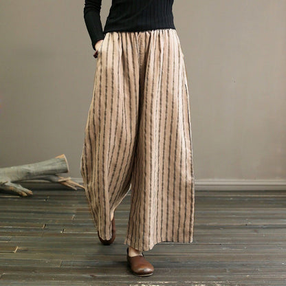 Striped Wide-leg Pants Female Summer