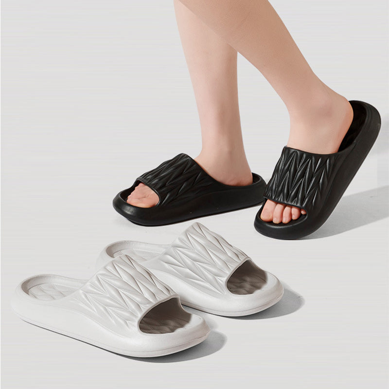Leaf Texture Design Slippers For Women Men Summer Indoor Household Non-slip Anti-odor Bathing Slippers House Shoes Couple
