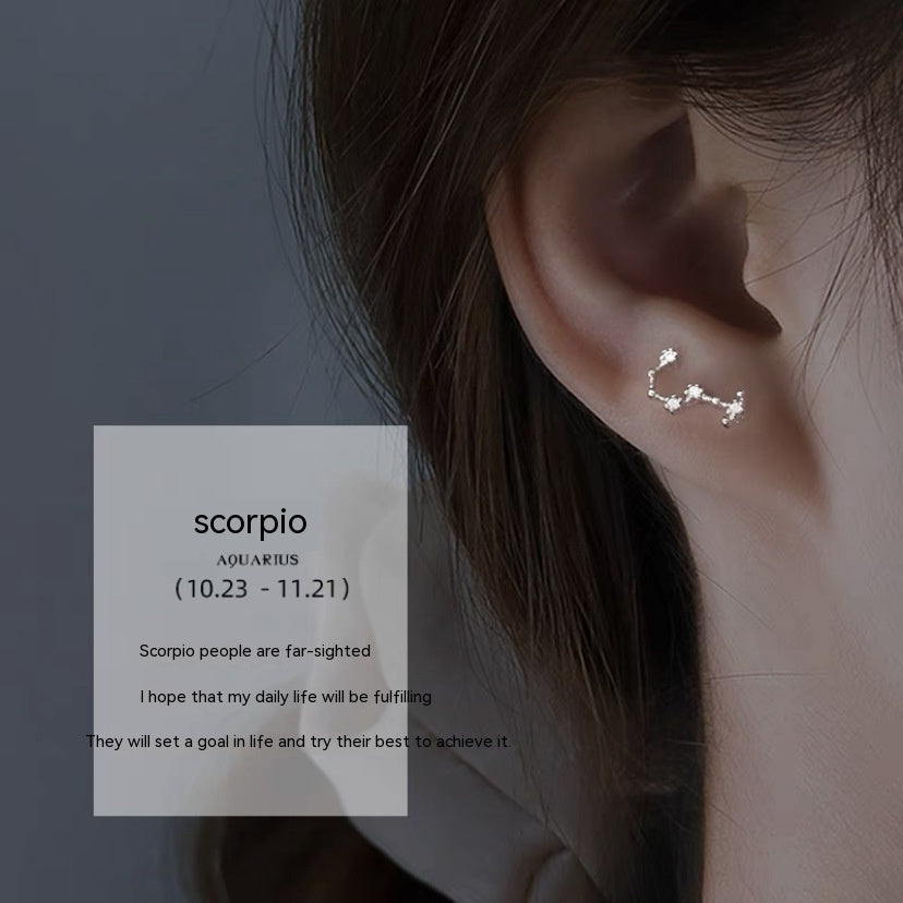 S925 Sterling Silver Constellation Stud Earrings For Women