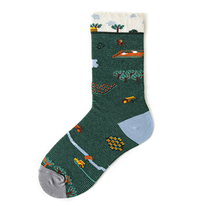 Women's Mid-calf Autumn And Winter 100 Cotton Socks