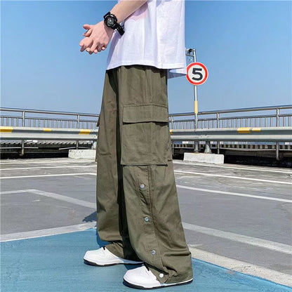 Europe And America High Street Buckle Casual Pants Male