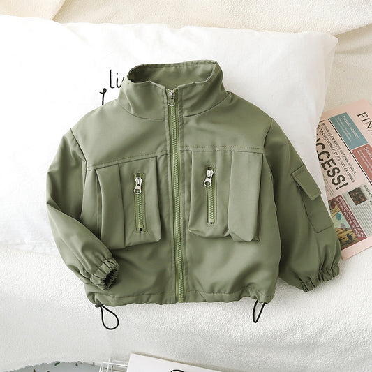 Children's Tooling Fleece-lined Stitching Jacket