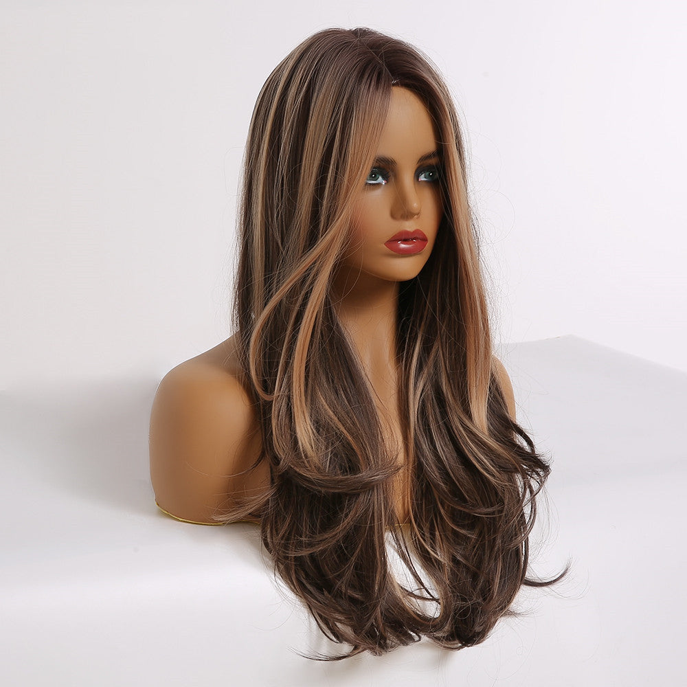 Brown Highlight Wig Women's Long Volume