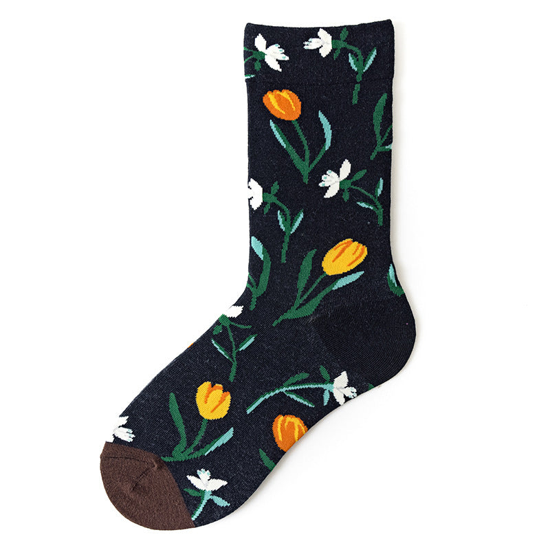 Women's Mid-calf Autumn And Winter 100 Cotton Socks