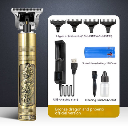 Retro Oil Head Trim Household Hair Clipper Engraving Electric Clipper Buddha Head Clippers