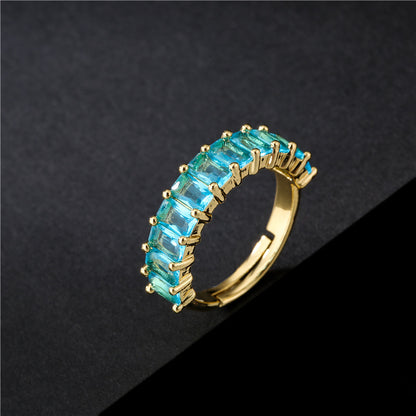 Personalized T Square Zircon Ring For Women