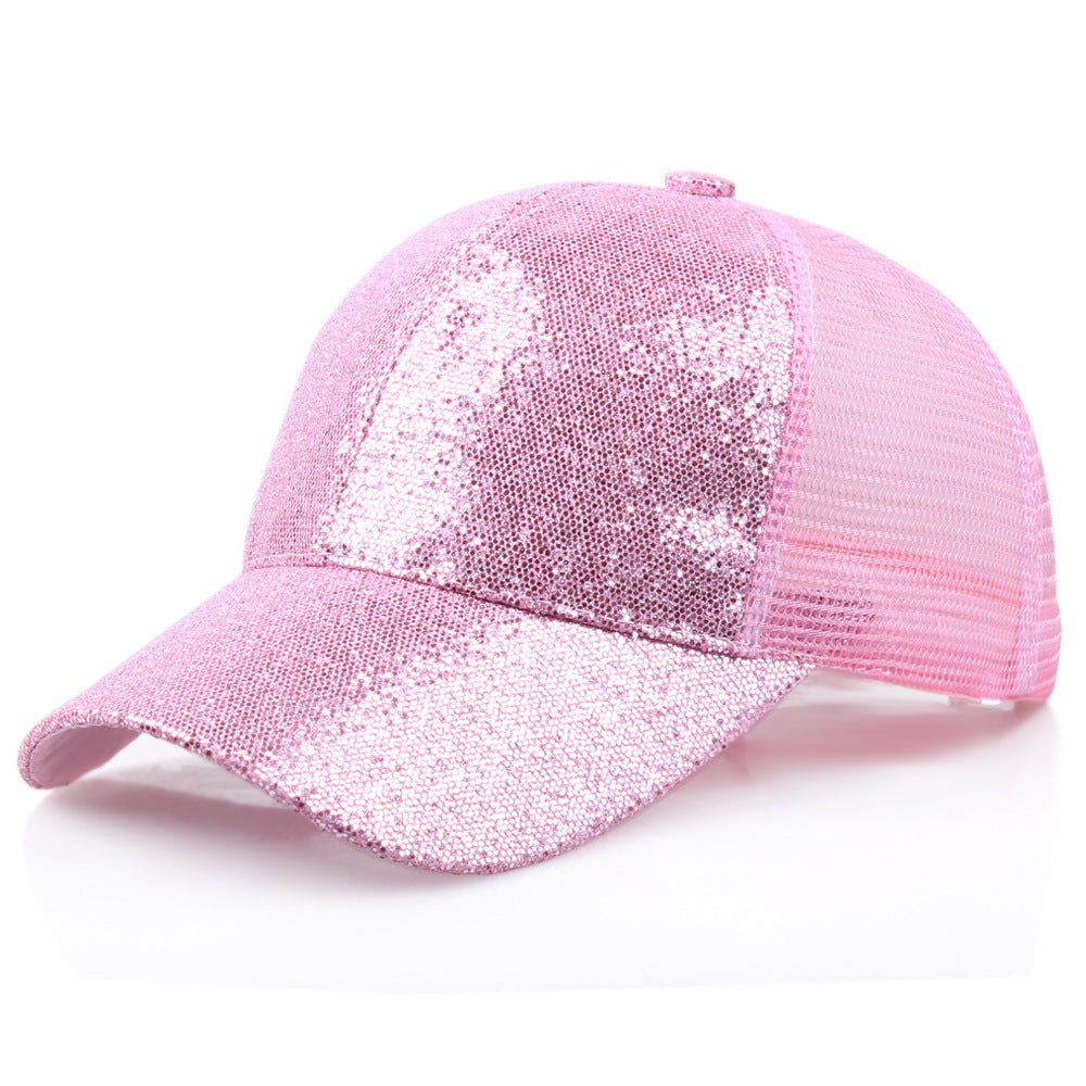 Rear Opening Glittering Mesh Duckbill Cap