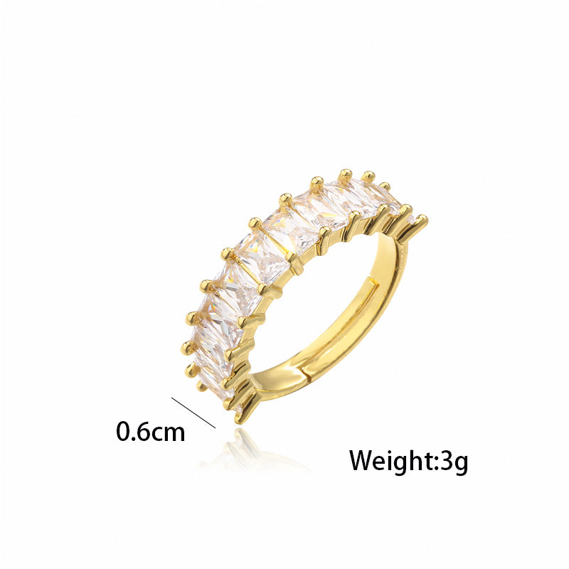 Personalized T Square Zircon Ring For Women