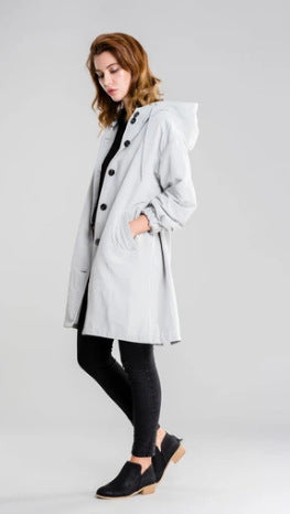 Plus Size Trench Coat Mid-length Loose Long Sleeve Jacket