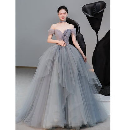Female Texture Host Gift Tulle Tutu French Banquet Princess Dress
