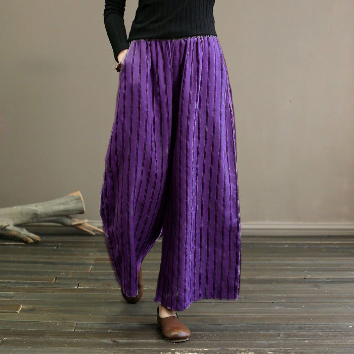 Striped Wide-leg Pants Female Summer