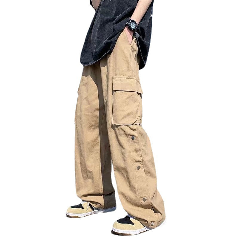 Europe And America High Street Buckle Casual Pants Male