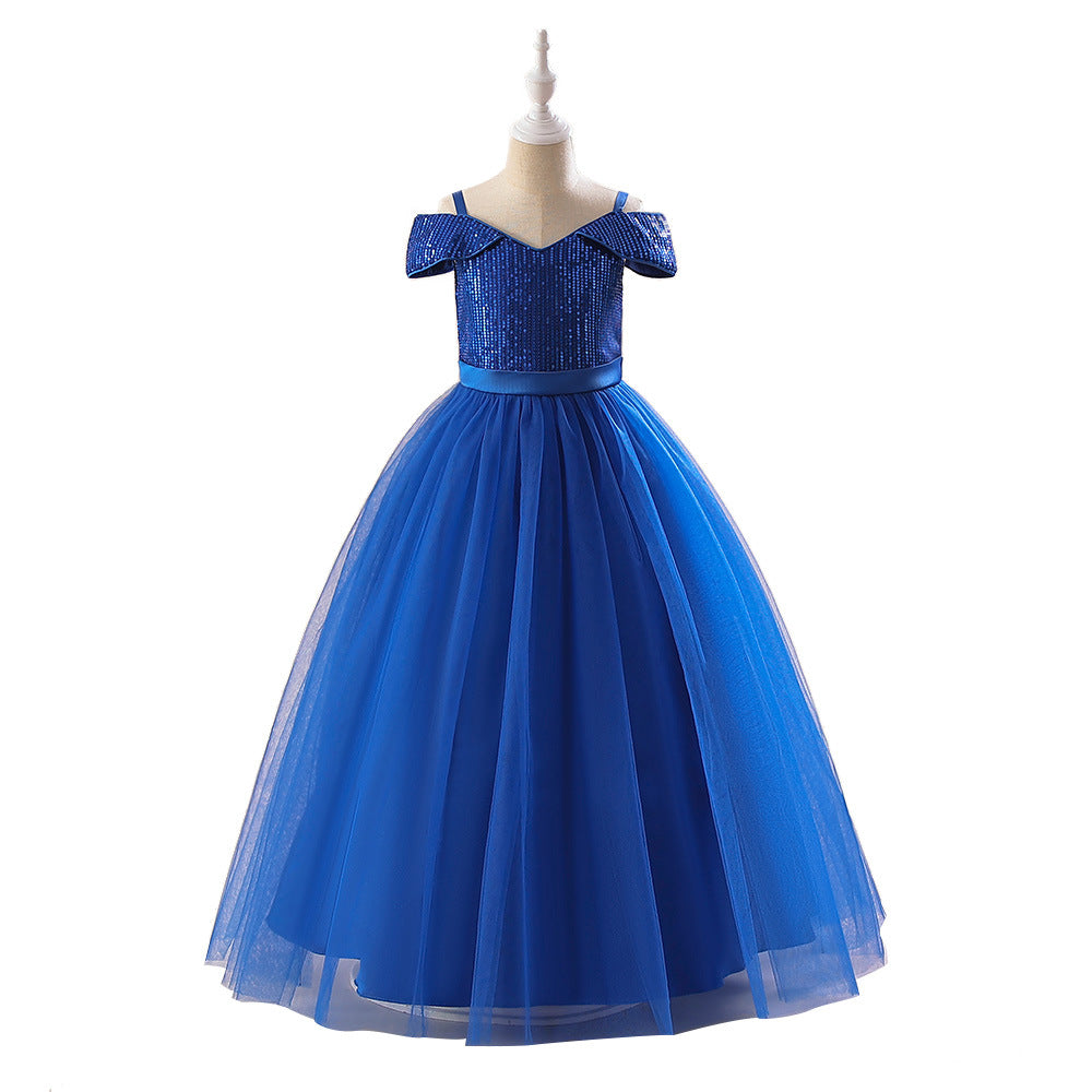 Children Straps Sequined Puffy Princess Tulle Skirt