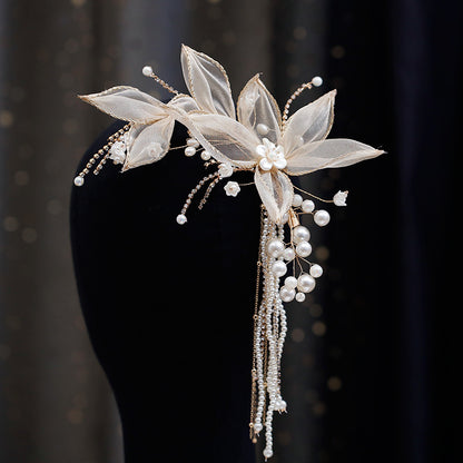 Fashion Bride Champagne Flower Tassel Hairpin Suit