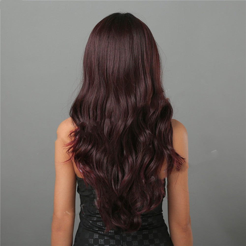 Middle Long Curly Hair With Reddish Brown High Temperature Silk Wig