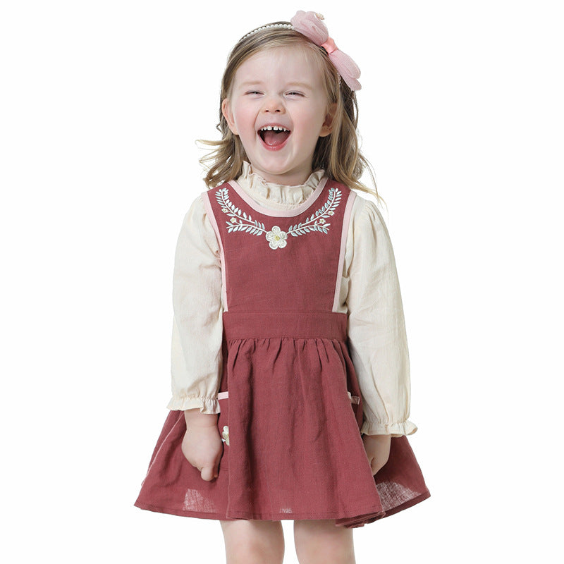 New Style Long-sleeved Children's Clothing Children's Western Style Dress Baby Sling Skirt