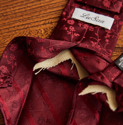 Three-fold Roll Wool Lining Handmade Tie Silk Jacquard Businese Suit Accessories