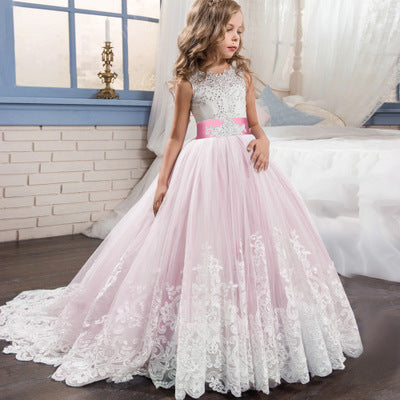 Girls' Color Matching Bridal Bouquet Dress