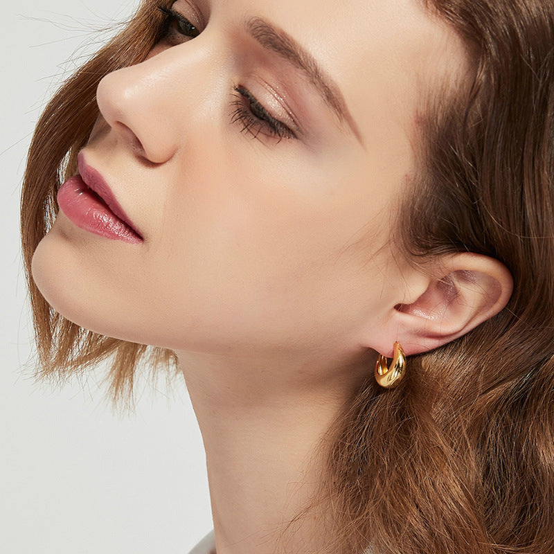 Niche Temperament Simple High-grade Geometric Round Ring Earrings Women