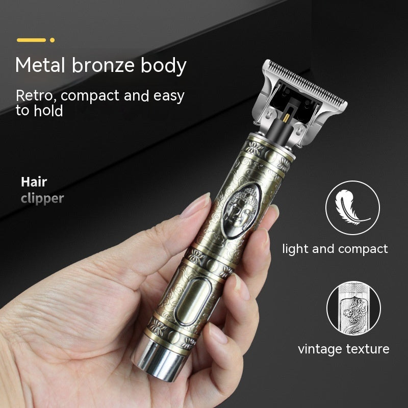 Retro Oil Head Trim Household Hair Clipper Engraving Electric Clipper Buddha Head Clippers