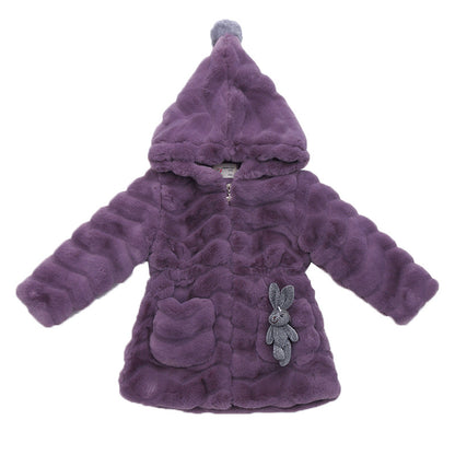 Girls' Coat Autumn And Winter Children's Fashionable Thickened Warm Korean Fashion Imitation Fur Top